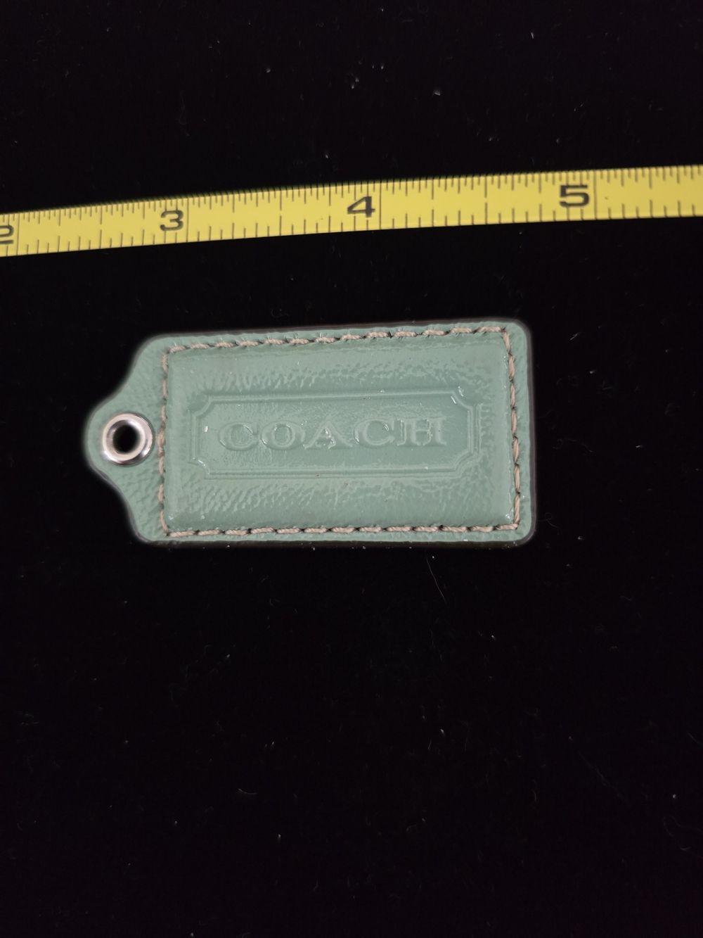 COACH Mint Green Leather Bag Tag Key Fob